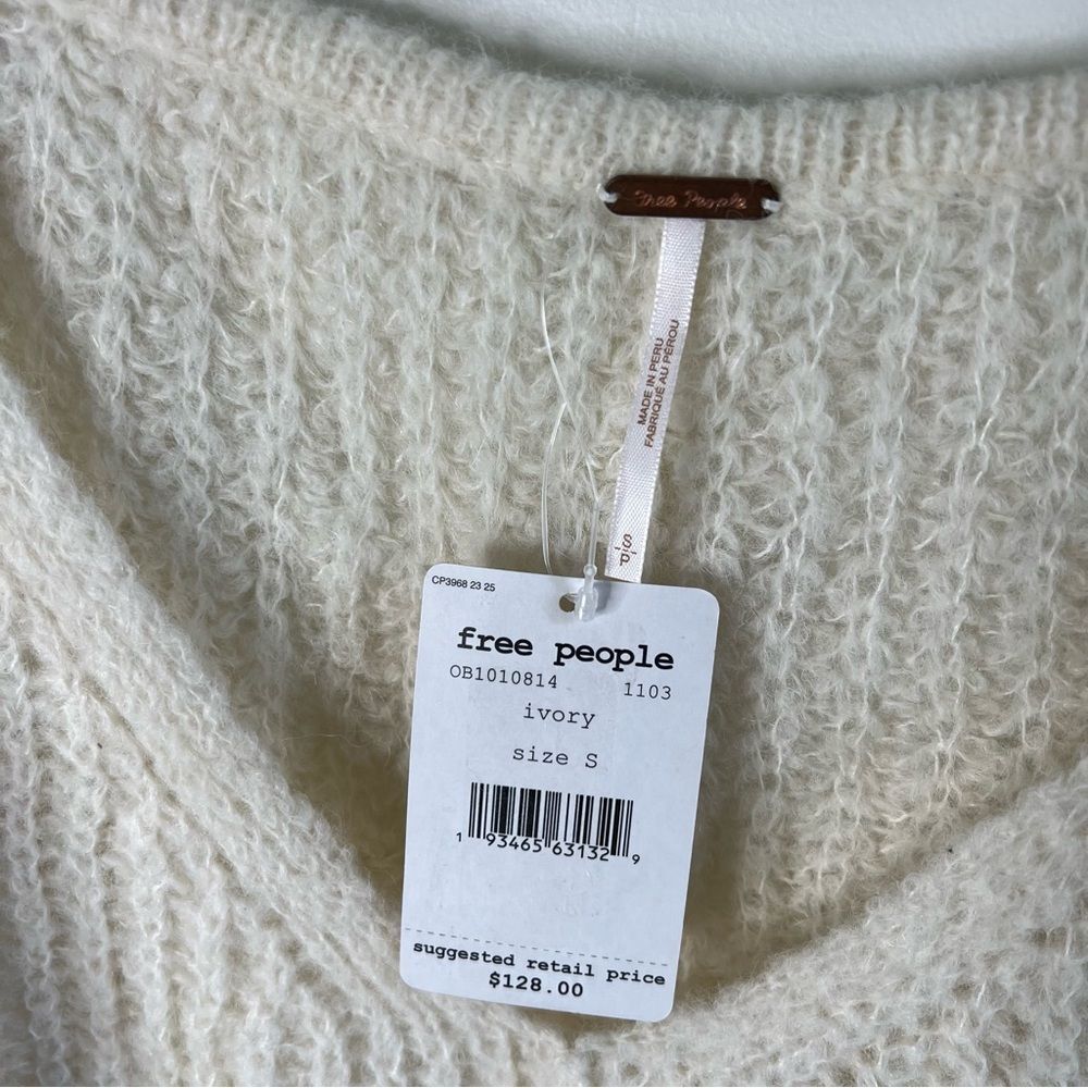 Free People Cream V-Neck Sweater - Picture 4 of 7